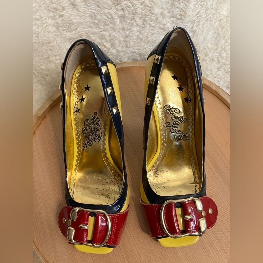 Naughty Monkey Colorful Talks Pumps High Heel Color Block Patent Leather Size 6 - Picture 3 of 15
